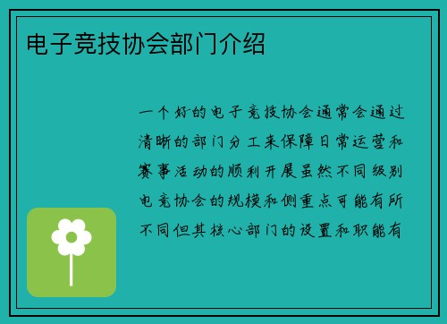 电子竞技协会部门介绍